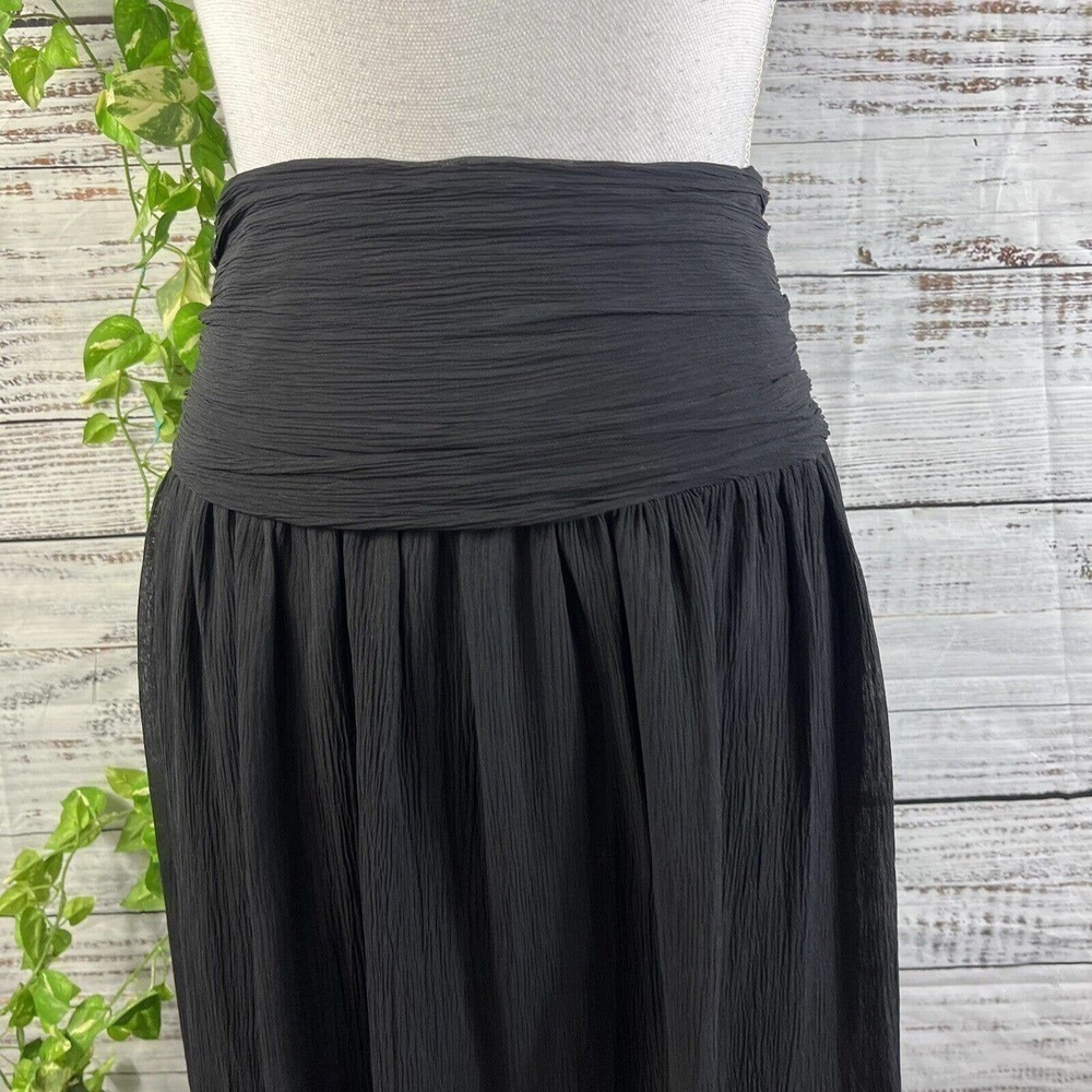 Nygard Skirt size 6 Black Sheer Crinkle Paisley Sequins Knee Full Boho Modest - Picture 2 of 11